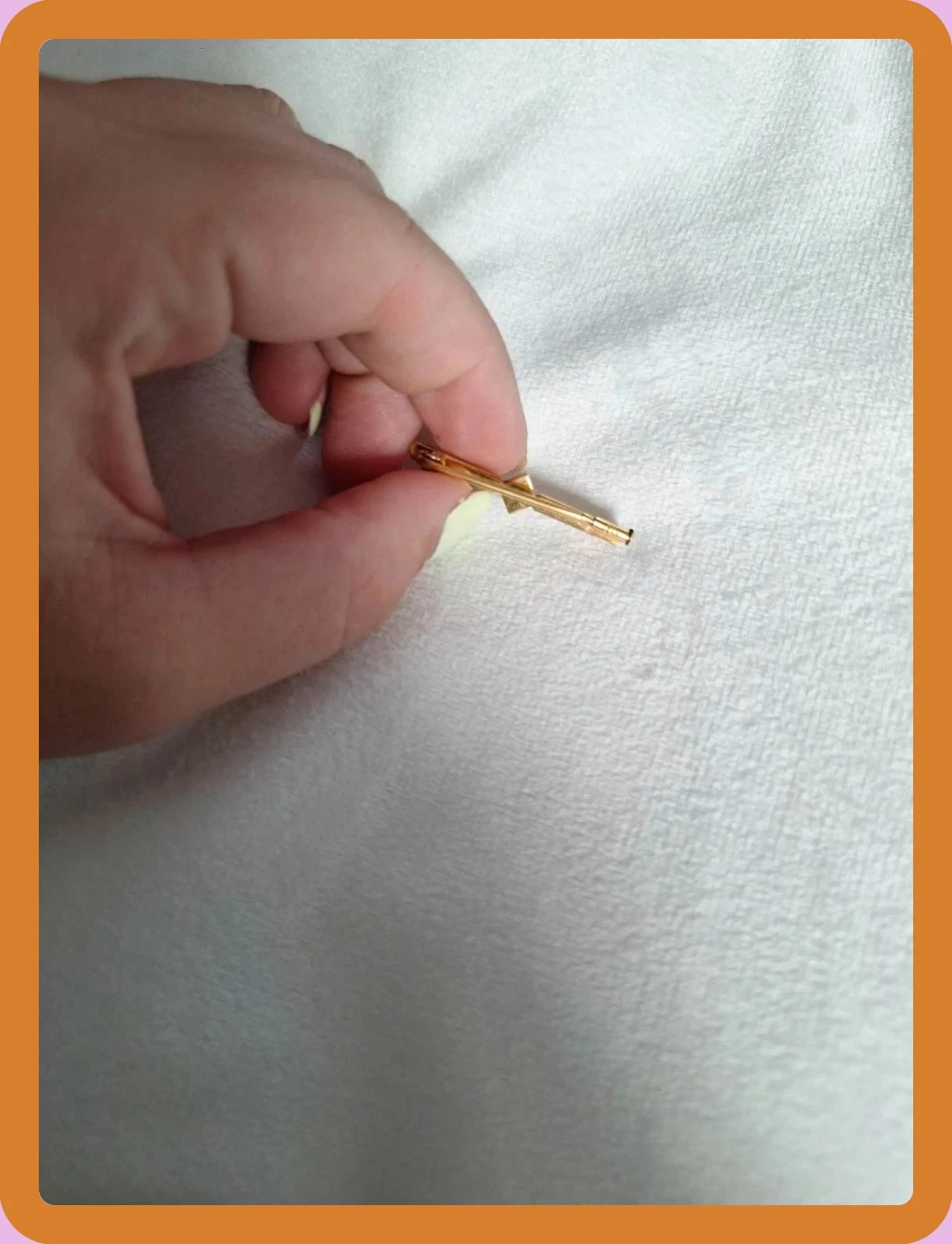 Broche barrette antiga FIX – Laminado de ouro e pequena pérola – Estilo Art Déco / Retrô – photo 2